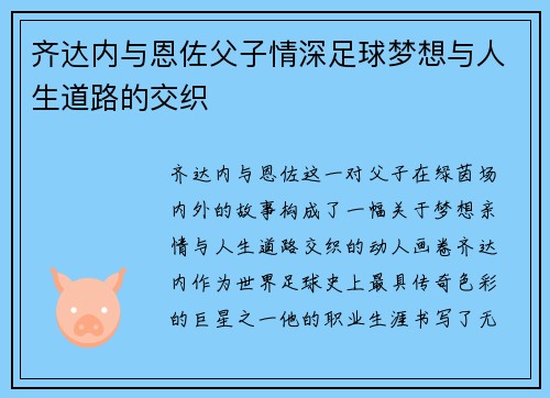 齐达内与恩佐父子情深足球梦想与人生道路的交织